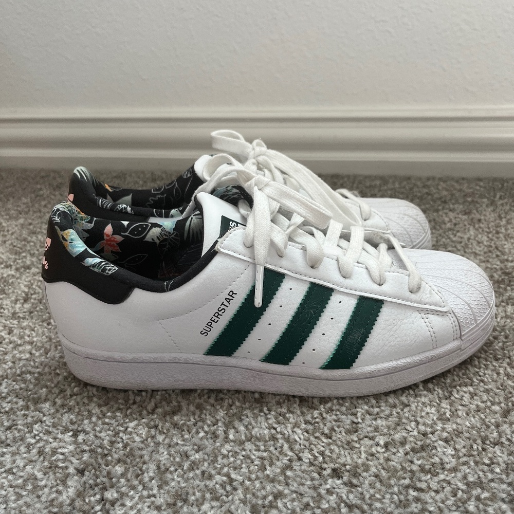 Adidas Superstar Limited Edition Green Black & Pink Floral